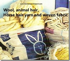 Wool, animal hair, horse hair yarn and woven fabric
