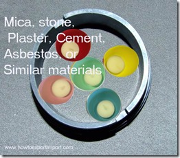mica, stone, plaster, cement, asbestos, or similar material