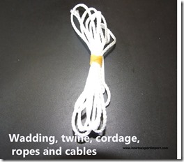 Wadding, twine, cordage, ropes and cables