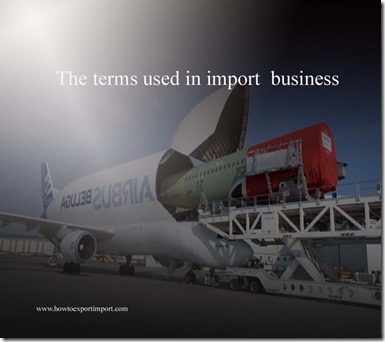 The terms used in import  business such as Warehouseman, Valued  Policy, Wharfinger,World Trade Organization etc
