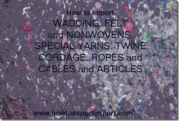 56 How to import WADDING, FELT and NONWOVENS, SPECIAL YARNS, TWINE, CORDAGE, ROPES and CABLES and ARTICLES