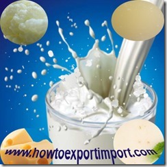 Procedures to import Milk, Cream,Buttermilk,Curdled Milk, Yogurt,Kephir,Whey, Diary spreads, Cheese,Curd